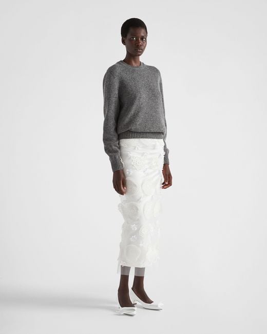 Prada Gray Long-Sleeved Crewneck Knitted Jumper