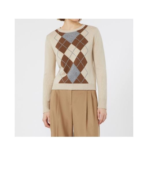 Max Mara Natural Diamond Pattern Knit Sweater