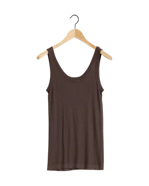 Lemaire Brown Fine-Ribbed Scoop Neck Tank Top