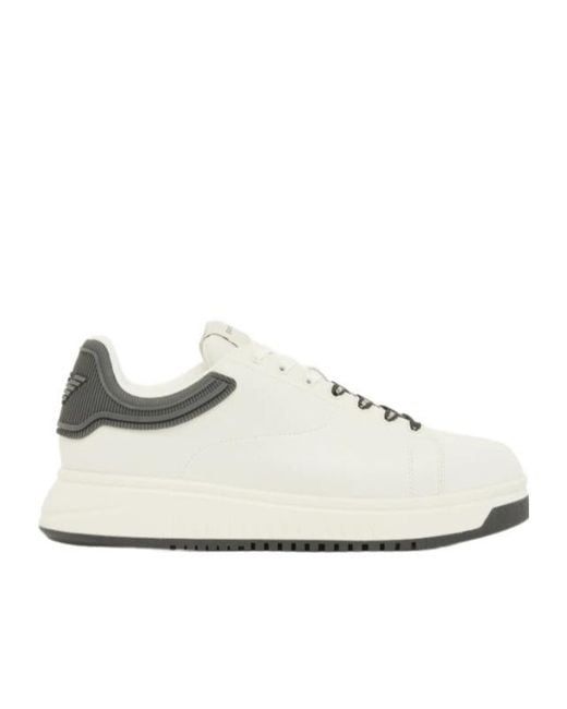 Emporio Armani White Chunky Sole Low-Top Sneakers for men