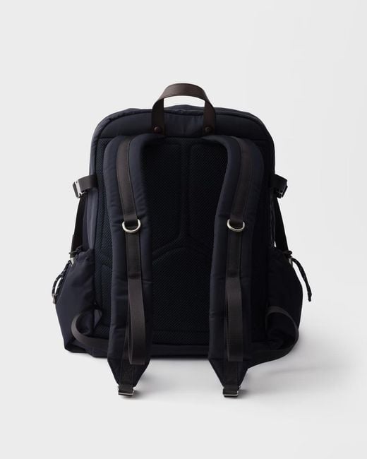Prada Blue Triangle-Logo Zipped Backpack for men