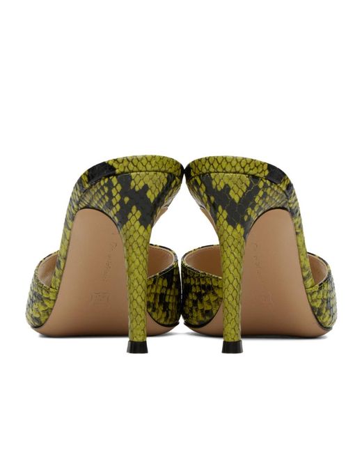 Gianvito Rossi Green Snake-Striped Pointed High-Heeled Sandals