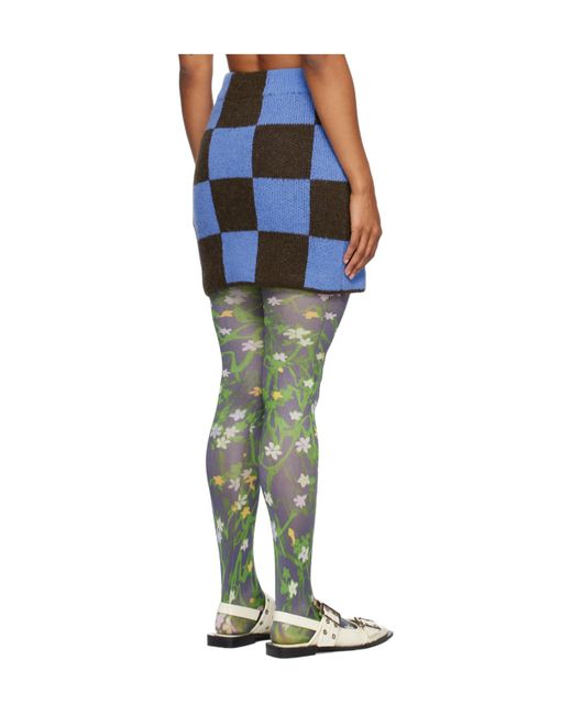 Stine Goya Blue Check Pattern Skirt