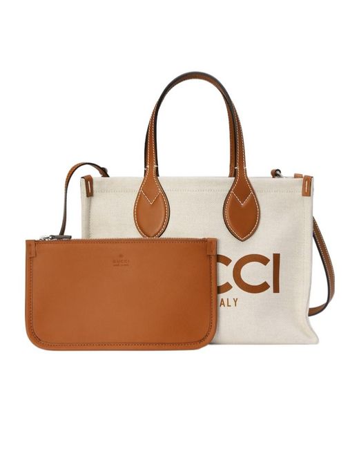 Gucci Natural Logo Printed Mini Tote Bag