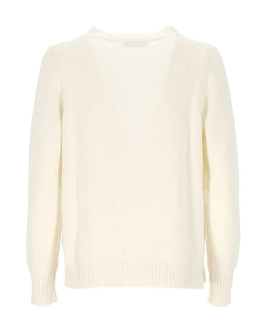 Gran Sasso White V-Neck Buttoned Cardigan