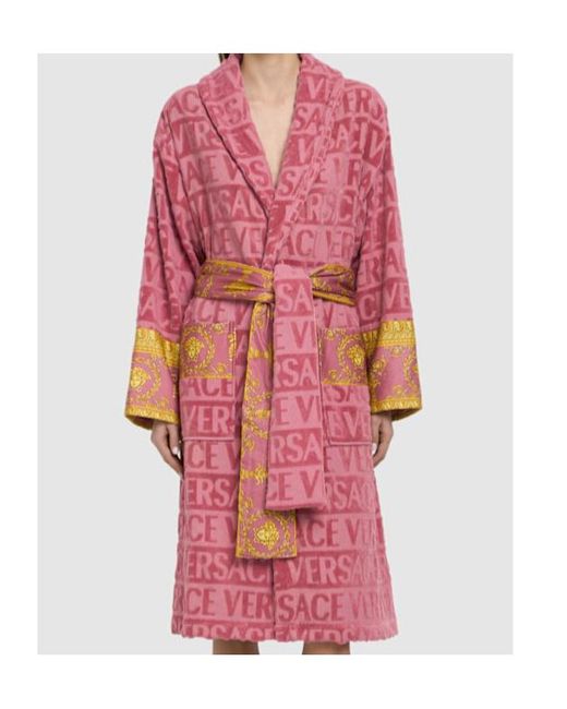 Versace Red Long-Sleeved Bathrobe