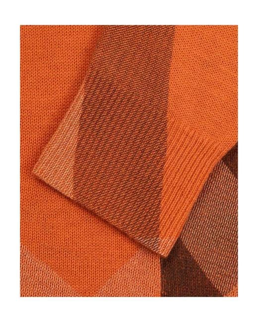 Burberry Orange Checked Knitted Cardigan