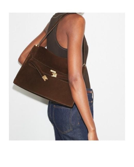 Tory Burch Brown Lee Radziwill Large Shoulder Bag