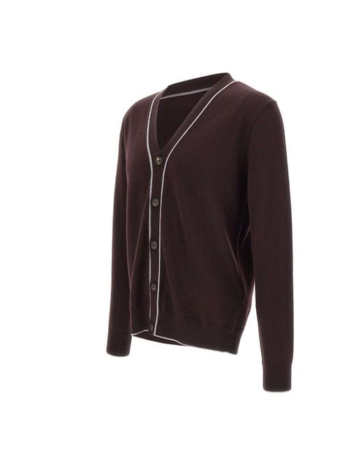 Eleventy Brown Long-Sleeved Knitted Cardigan for men