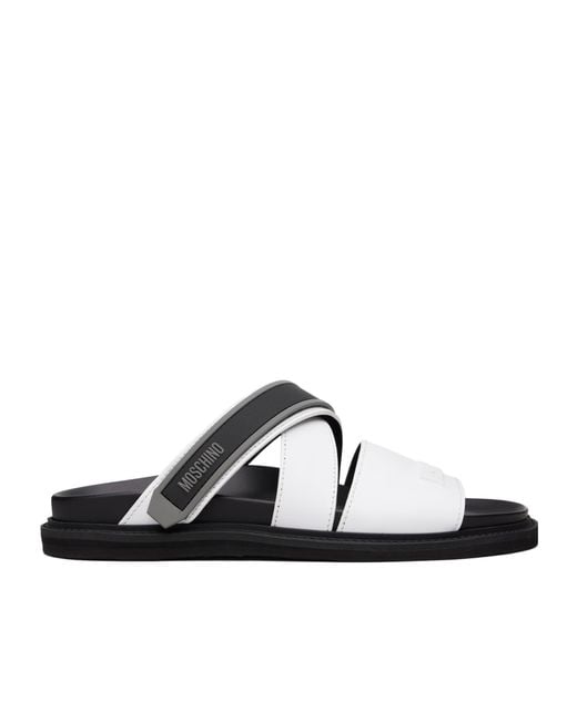 Moschino White Sporty Slippers for men