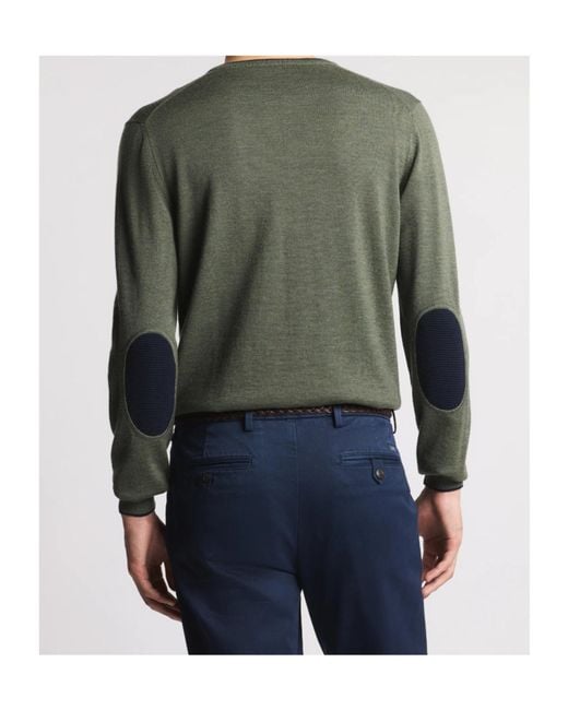 Fay Green Elbow-Patch Sweater for men