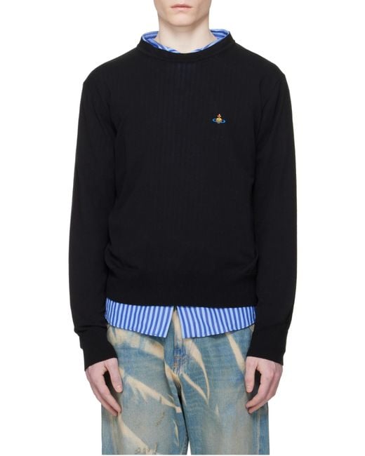 Vivienne Westwood Black Orb Logo Knitted Sweater for men