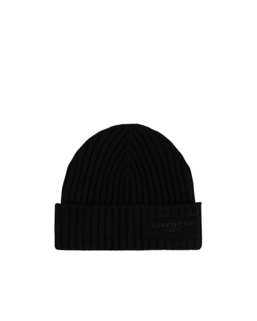 Givenchy Black Logo Embroidered Knit Beanie for men