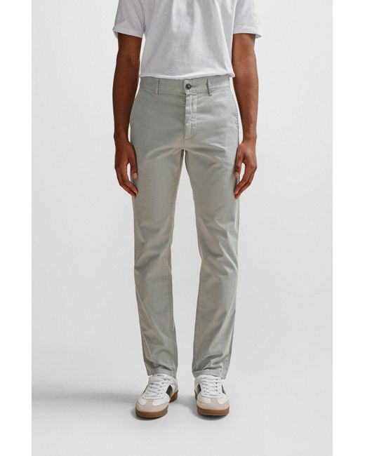 Boss Gray Belt-Loop Casual Pants for men