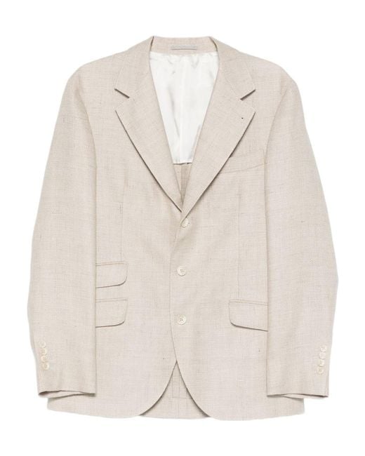 Brunello Cucinelli Natural Hopsack Deconstructed Cavallo Blazer for men
