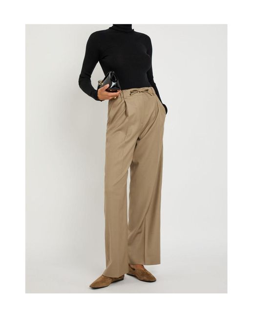 Moncler Natural Straight-Leg Wool Trousers
