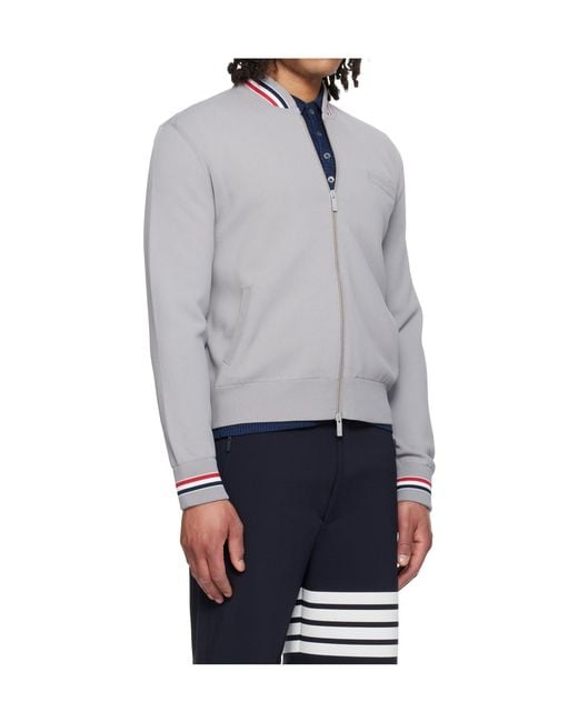 Thom Browne Gray Browne 65 Intarsia Bomber Jacket for men