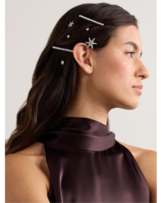 Jennifer Behr White Luzia Set Of Seven-Tone Swarovski Crystal Hair Slides