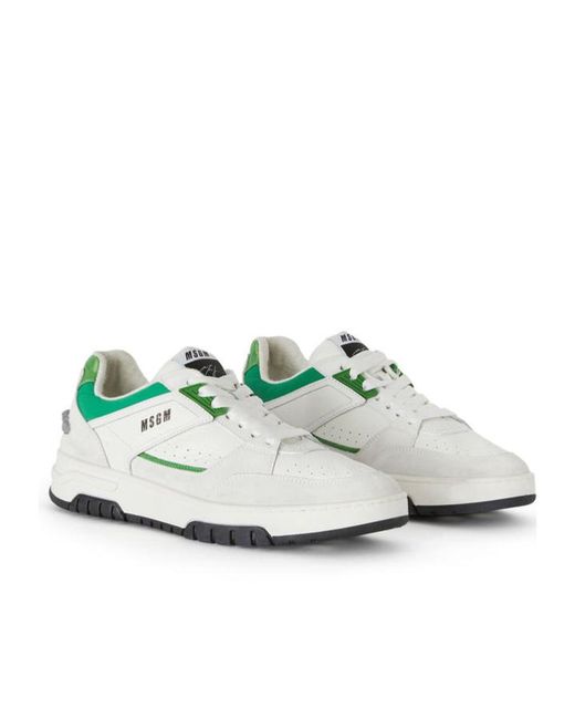 MSGM White Logo Printed Panelled Sneakers for men
