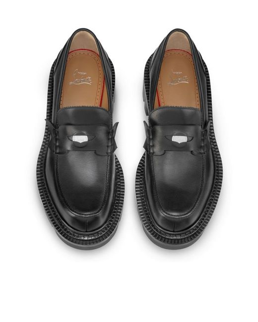 Christian Louboutin Black Moc College Slip-On Loafers for men