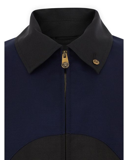 Versace Blue Contrast Yoke Zip Jacket for men