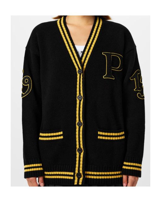Prada Black Cashmere Varsity Cardigan