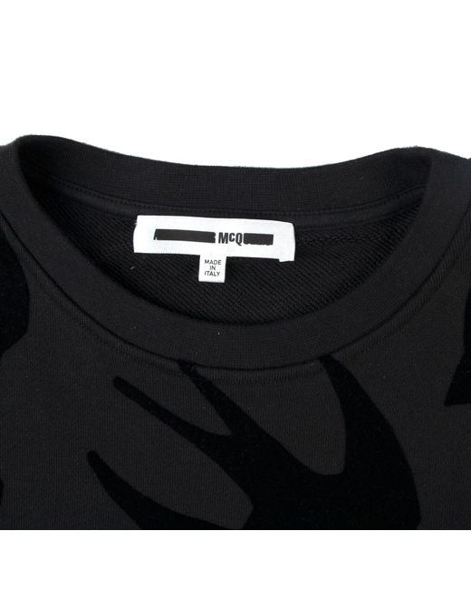McQ Alexander McQueen Black Logo Long-Sleeved Dress