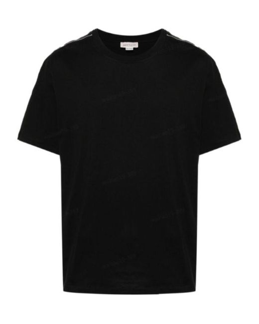 McQueen Black Short Sleeved Crewneck T-Shirt for men