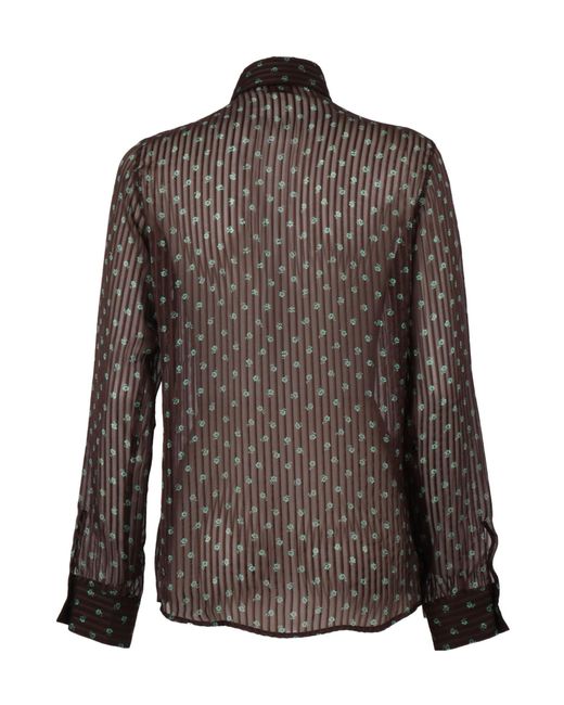 Mazzarelli Brown Striped Floral Shirt