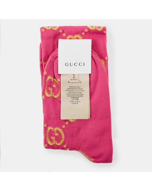 Gucci Pink Logo Ribbed Socks