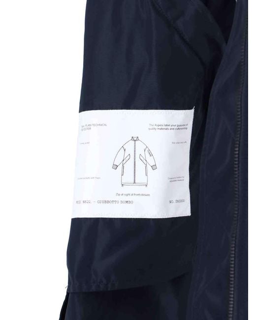Aspesi Blue Long Sleeved Zip-Up Coat