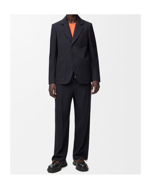 Loewe Blue Anagram Embroidered Single-Breasted Jacket for men