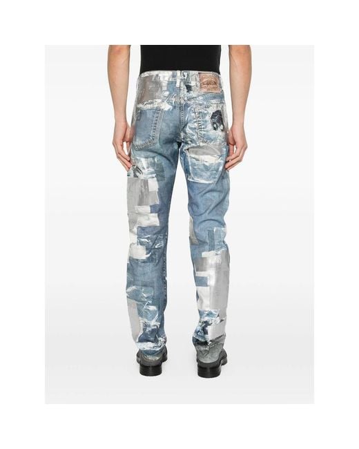 Acne Blue Multi-Pocket Casual Pants for men