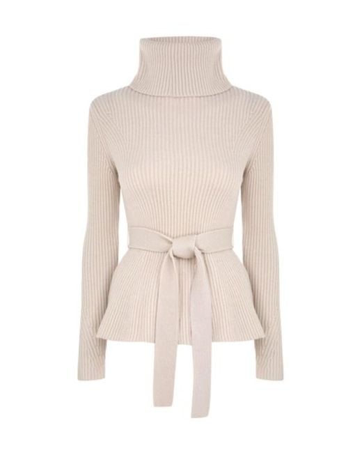 Zimmermann Natural Illustration Self-Tied Waist Peplum Jumper