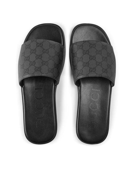 Gucci Black Slide Flat Sandals for men