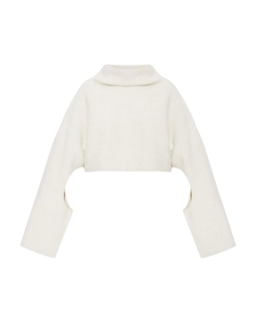 J.W. Anderson White Cut-Out Detailed Cropped Jumper