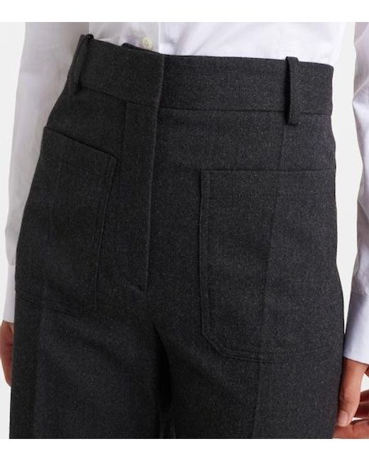 Victoria Beckham Black Virgin Wool Flared Pants