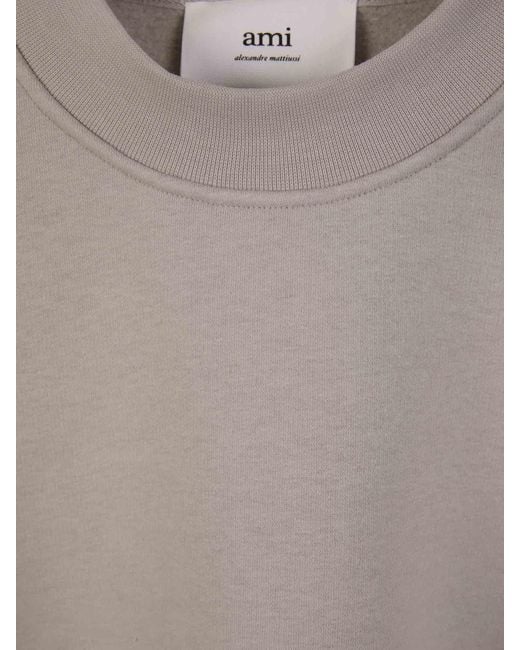 AMI Gray Logo-Appliqué Sweatshirt for men