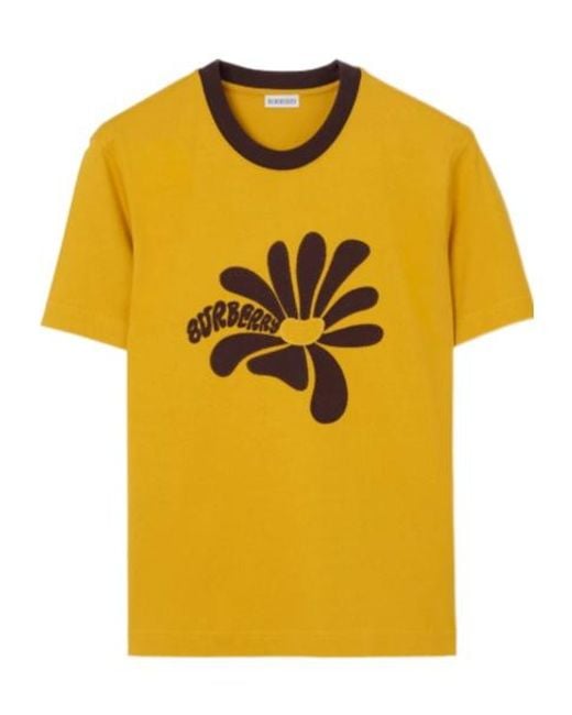 Burberry Yellow Daisy Cotton T-Shirt for men