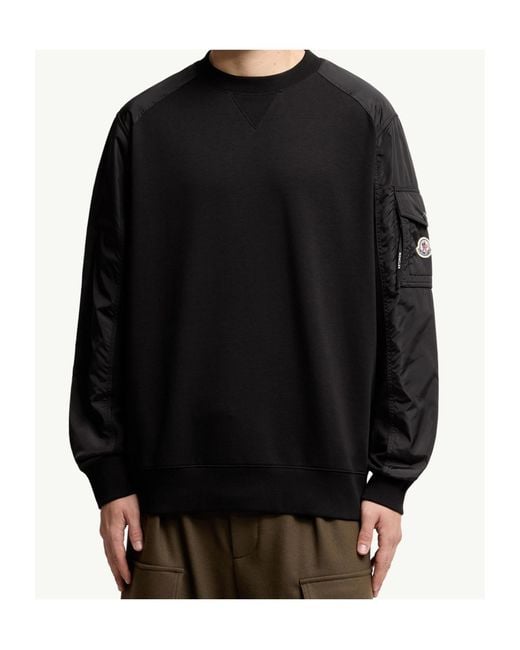 Moncler Black Panelled Logo Patch Sweatshirt for men