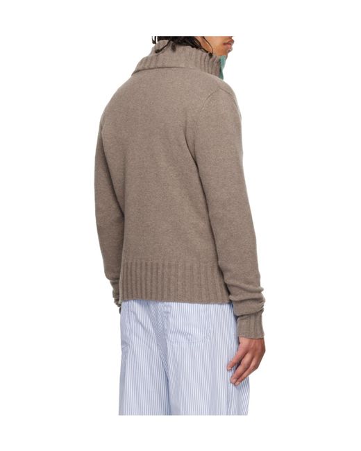 Edward Cuming Gray Vortex Window Wool Blend Zip-Up Sweater for men
