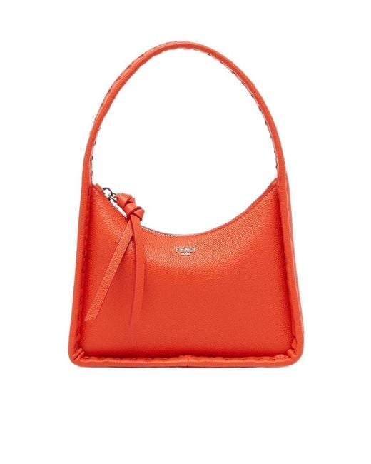 Fendi Red Mini Fendessence Logo Plaque Tote Bag