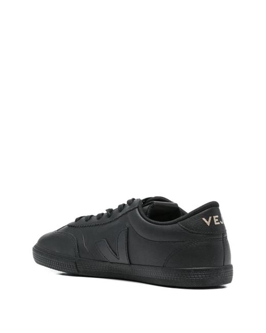 Veja Black Volley Signature Lace-Up Sneakers for men