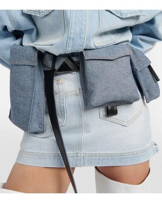 The Attico Blue Denim And Leather Belt With Pockets