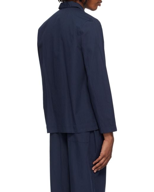 Tekla Blue Long Sleeved Pyjama Shirt for men