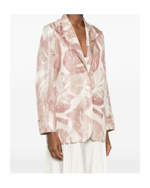 Alysi Natural Printed Collared Jacket