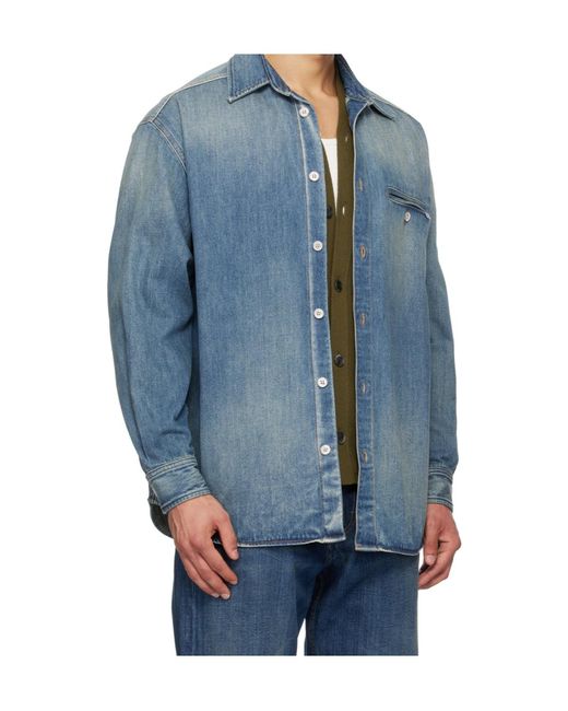 MM6 by Maison Margiela Blue Long-Sleeved Denim Shirt for men