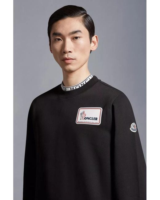 Moncler Black Logo Printed Crewneck Sweatshirt for men