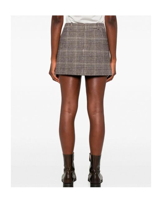 Ermanno Scervino Brown Check-Pattern Mini Skirt