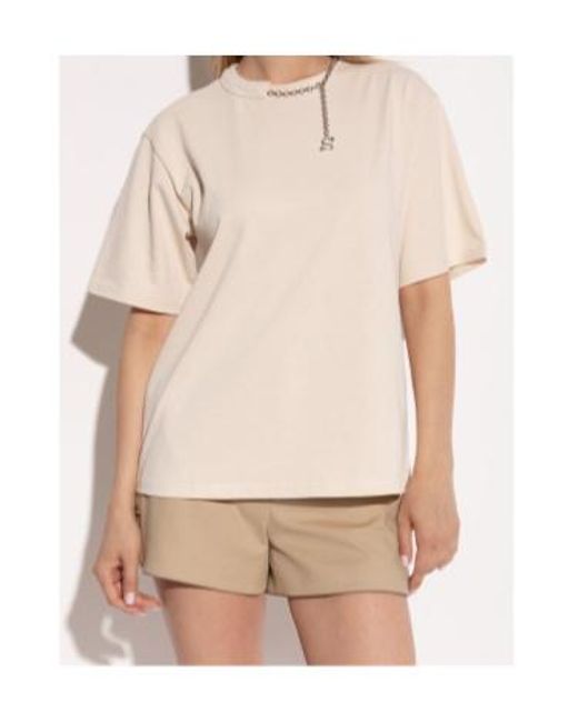 Sportmax Natural Chain-Embellished Cotton T-Shirt